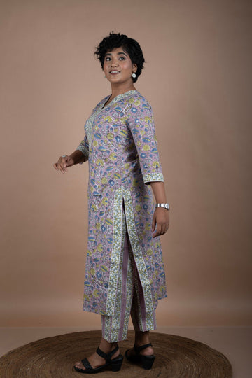 Mauve Floral Kurta & Pant Set